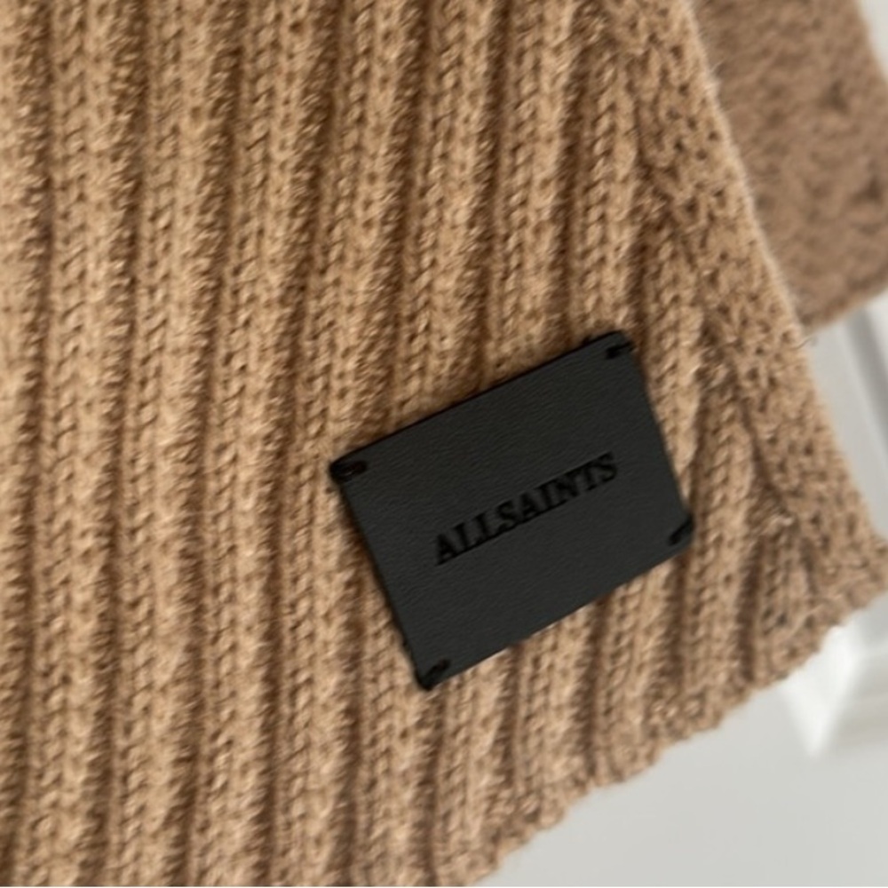 AllSaints Rib Pattern Scarf | Cortina Beige, O/S - Picture 4 of 5